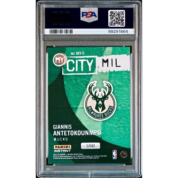 Giannis Antetokounmpo 2023 Panini MyCity NBA #MY-5 Basketball Card PSA 9 Mint - Picture 2 of 2